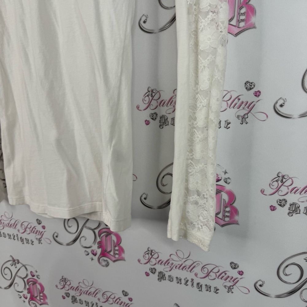 Splash long sleeve Lacie floral y2k cream White Lace Long Sleeve Top - Picture 3 of 9